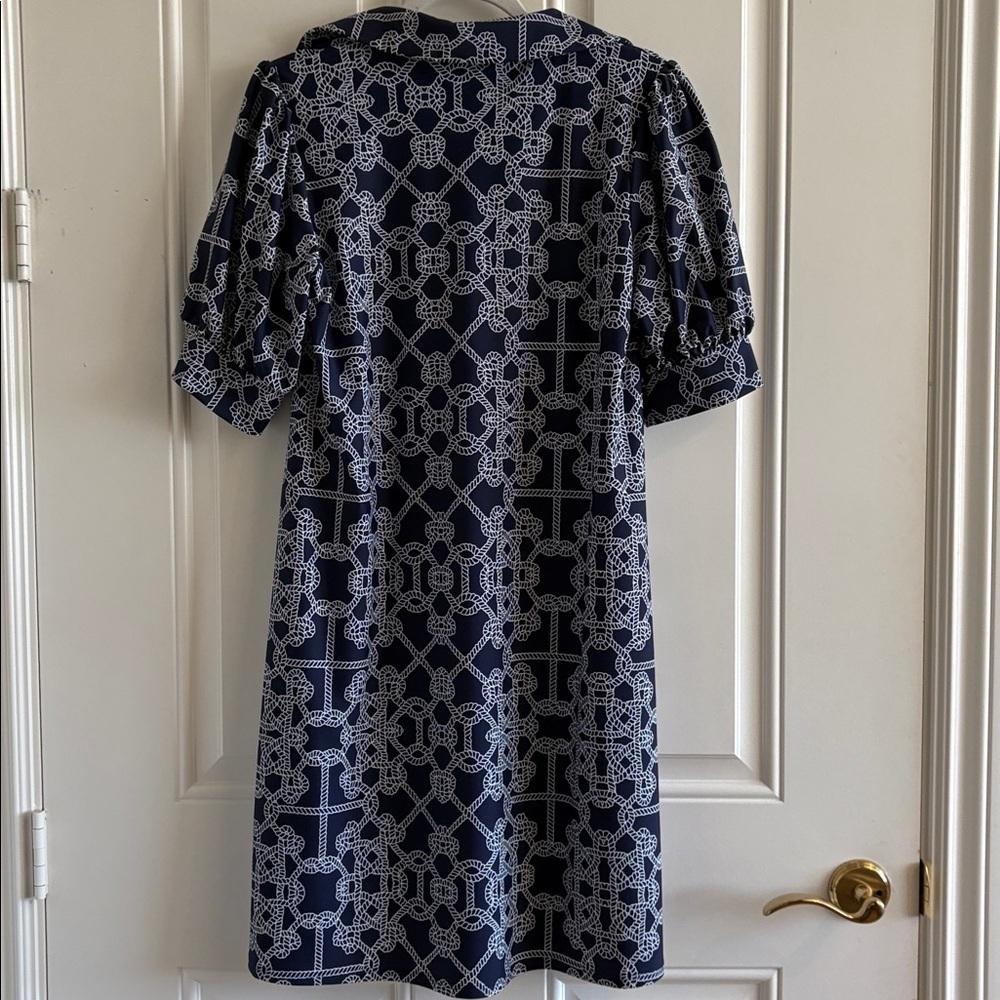 Jude Connally Lattice Ropes Navy and White Geometric Dress XS - Picture 5 of 6